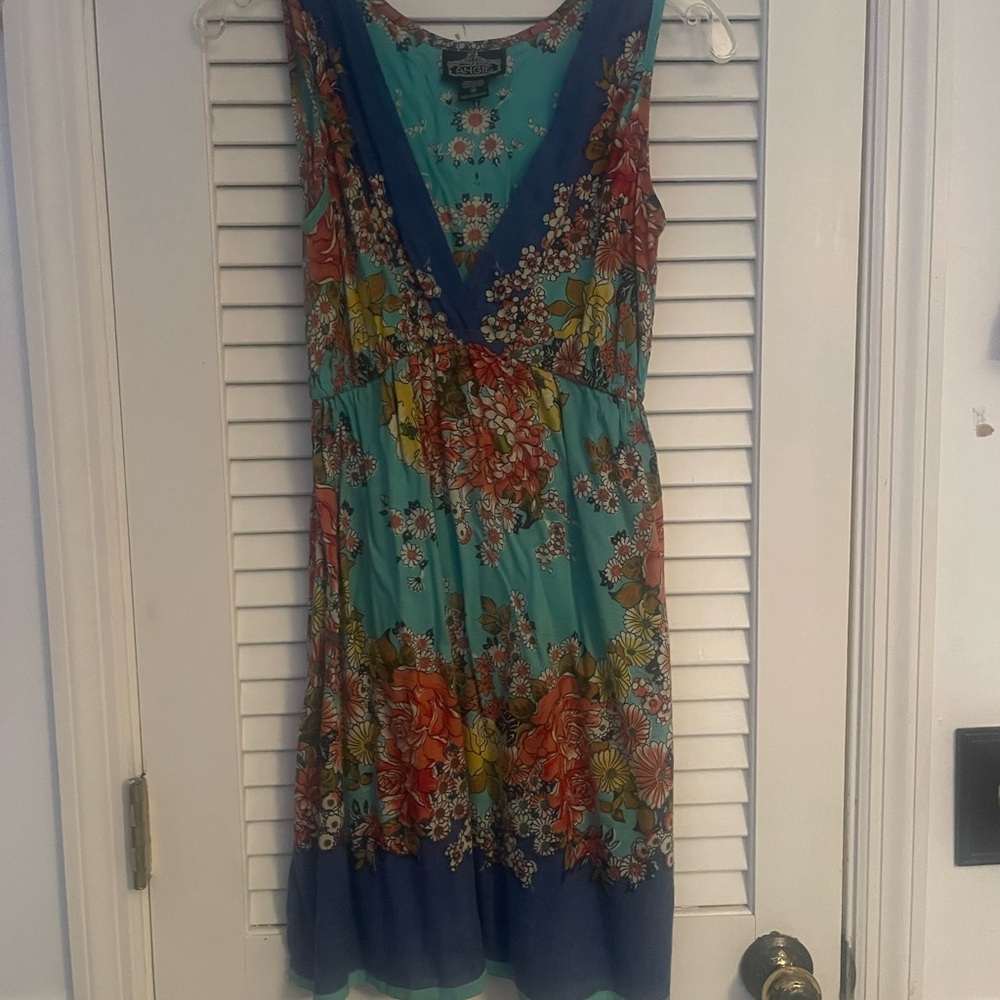 Angie Blue Sundress V-Neck Sleeveless Midi